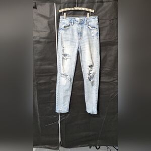 Eunina Light Blue Distressed Straight Leg Jeans